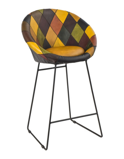 Barová stolička s opěrátkem, kůže, 61x50x102cm