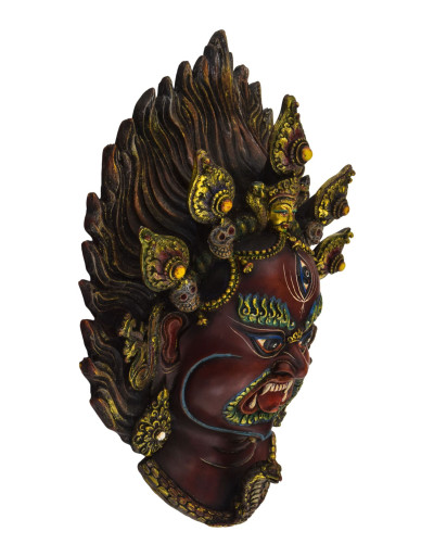 Maska Bhairab, ručně malovaná, pryskyřice, 26x12x33cm