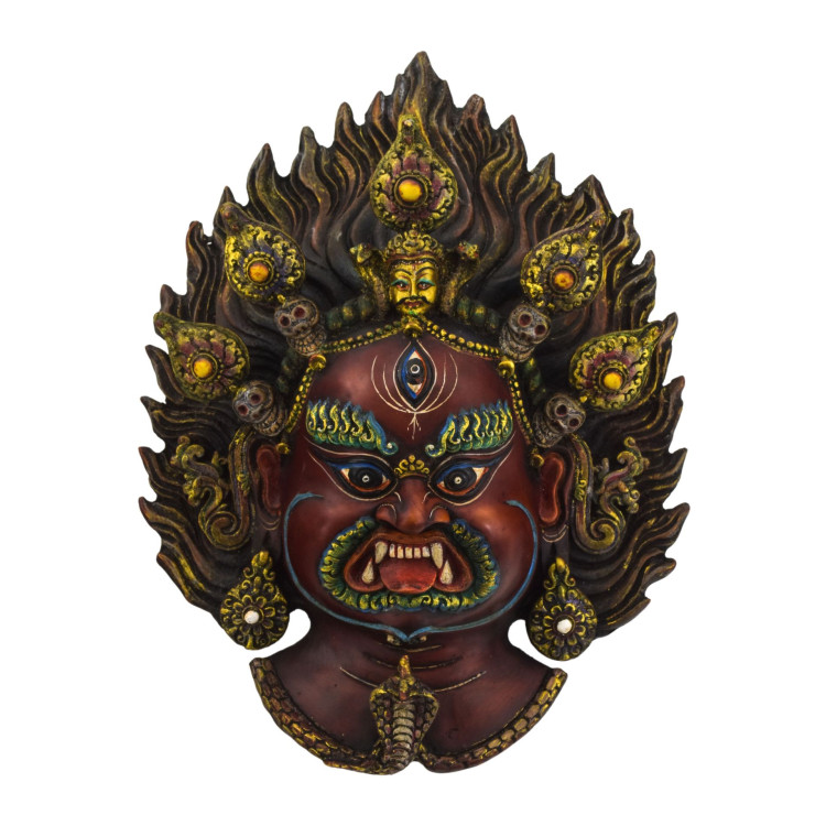 Maska Bhairab, ručně malovaná, pryskyřice, 26x12x33cm