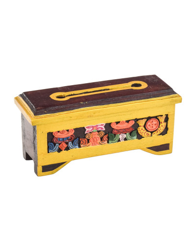 Krabička na pálení vonných tyčinek, vyřezávaná, malovaná, 19x6x9cm