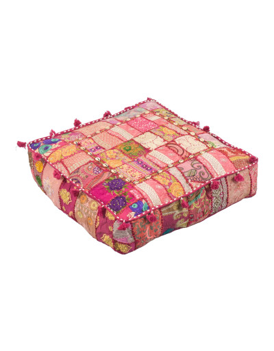 Meditační polštář ručně vyšívaný patchwork, s mušličkami, čtverec, 60x60x10cm