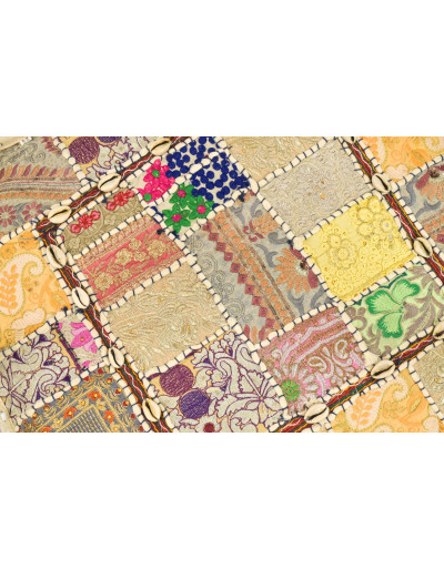 Meditační polštář ručně vyšívaný patchwork, s mušličkami, čtverec, 60x60x10cm