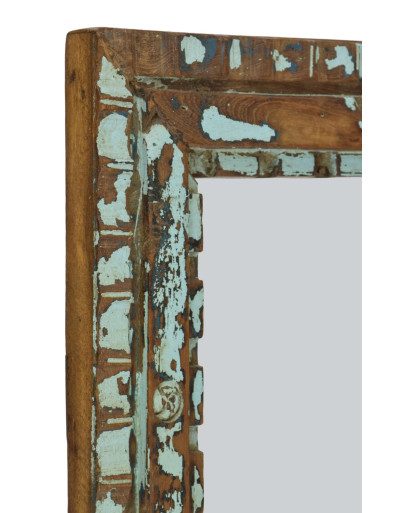 Zrcadlo v rámu z teakového dřeva, ruční řezby, 41x3x49cm