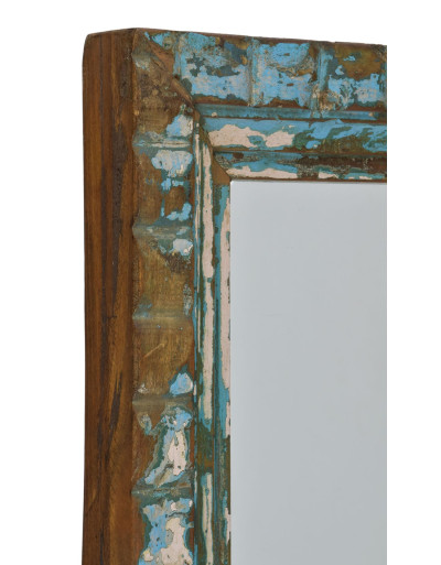 Zrcadlo v rámu z teakového dřeva, ruční řezby, 39x5x54cm