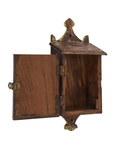 Starožitná dřevěná kasička,12x8x16cm, 14x9x32cm