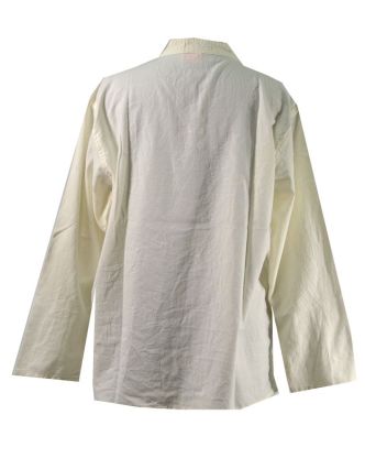 Béžová pánská košile-kurta s dlouhým rukávem a knoflíčky, měkčené provedení