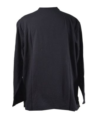 Černá pánská košile-kurta s dlouhým rukávem a knoflíčky, měkčené provedení