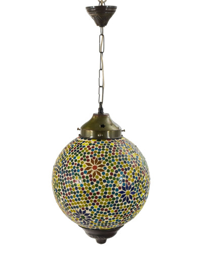 Skleněná mozaiková lampa, multibarevná, průměr 27cm, výška 36cm