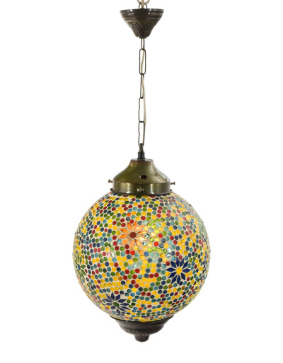 Skleněná mozaiková lampa, multibarevná, průměr 27cm, výška 36cm