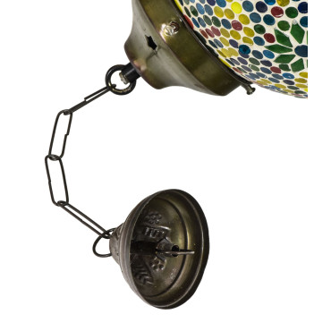 Skleněná mozaiková lampa, multibarevná, průměr 27cm, výška 36cm