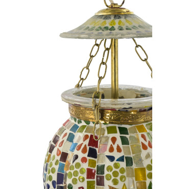Skleněná mozaiková lampa, multibarevná, 15x15x22cm
