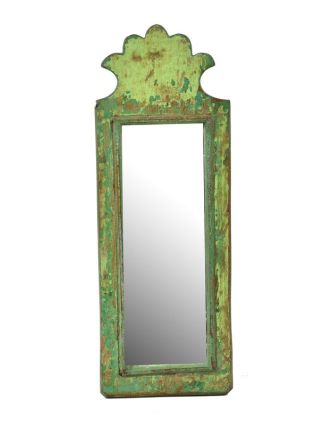 Zrcadlo v rámu z antik dřeva, zelné, 13x36x2cm