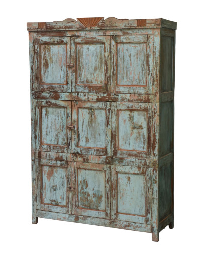 Starožitná skříň z teakového dřeva, ruční řezby, 127x45x189cm