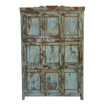 Starožitná skříň z teakového dřeva, ruční řezby, 127x45x189cm