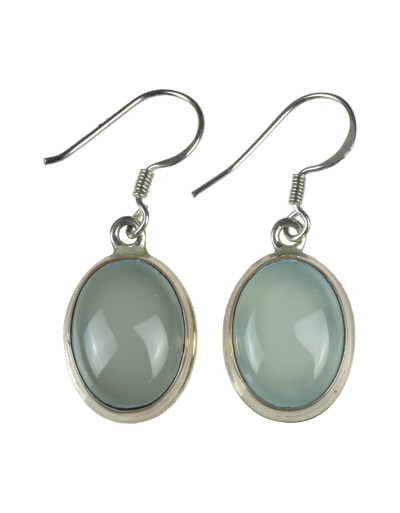 Stříbrné visací náušnice s chalcedonem, AG 925/1000, 7g, Nepál