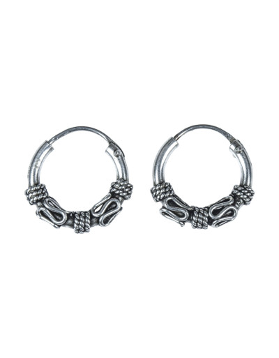 Stříbrné náušnice zdobené kroužky 15mm, AG 925/1000, 2g, Nepál