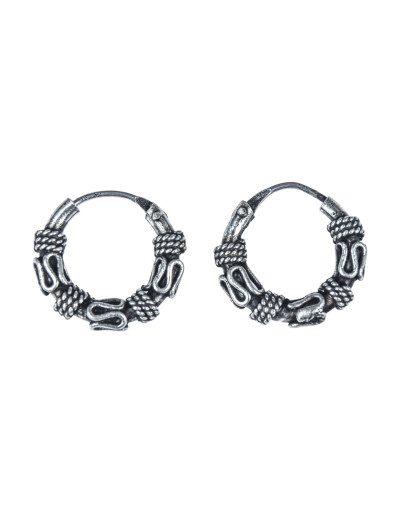 Stříbrné náušnice zdobené kroužky 15mm, AG 925/1000, 3g, Nepál