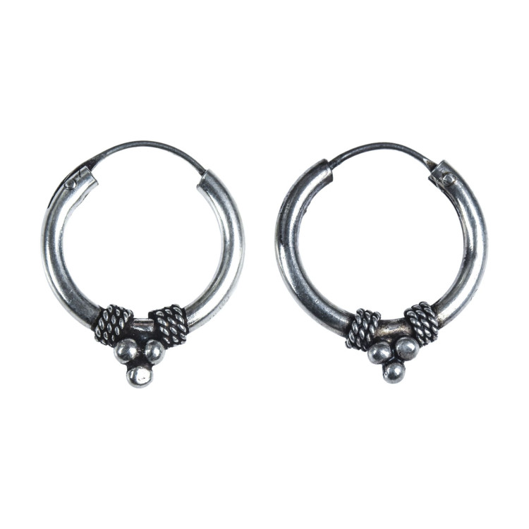 Stříbrné náušnice zdobené kroužky 20mm, AG 925/1000, 3g, Nepál