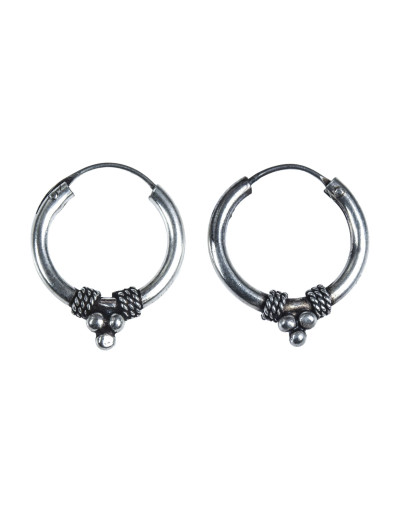 Stříbrné náušnice zdobené kroužky 20mm, AG 925/1000, 3g, Nepál