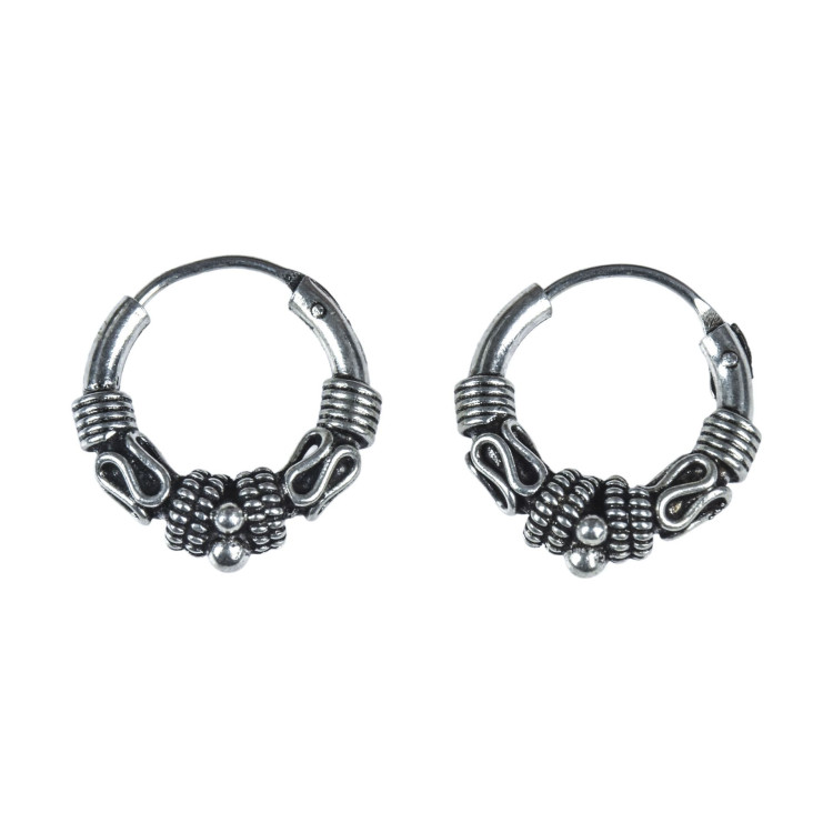 Stříbrné náušnice zdobené kroužky 15mm, AG 925/1000, 3g, Nepál
