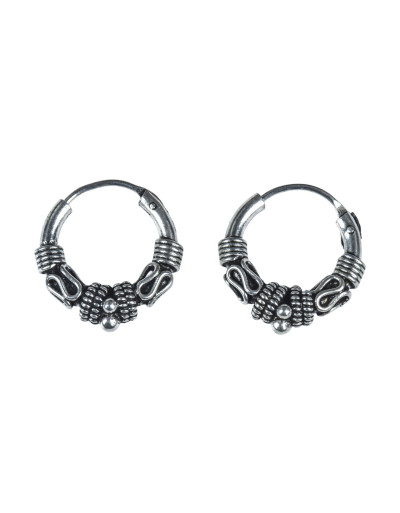 Stříbrné náušnice zdobené kroužky 15mm, AG 925/1000, 3g, Nepál
