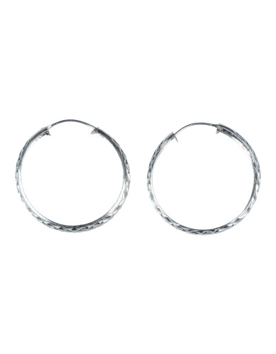 Stříbrné kruhové náušnice zdobené rytím, průměr 40mm, AG 925/1000