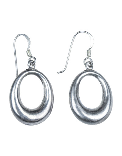 Stříbrné visací náušnice hladké, oválné 20mm, AG 925/1000, 4g, Nepál