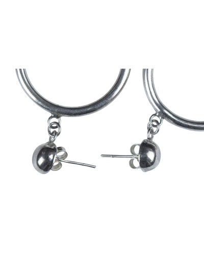 Stříbrné náušnice vysací kroužky, průměr kroužku 29mm, celková délka 45mm