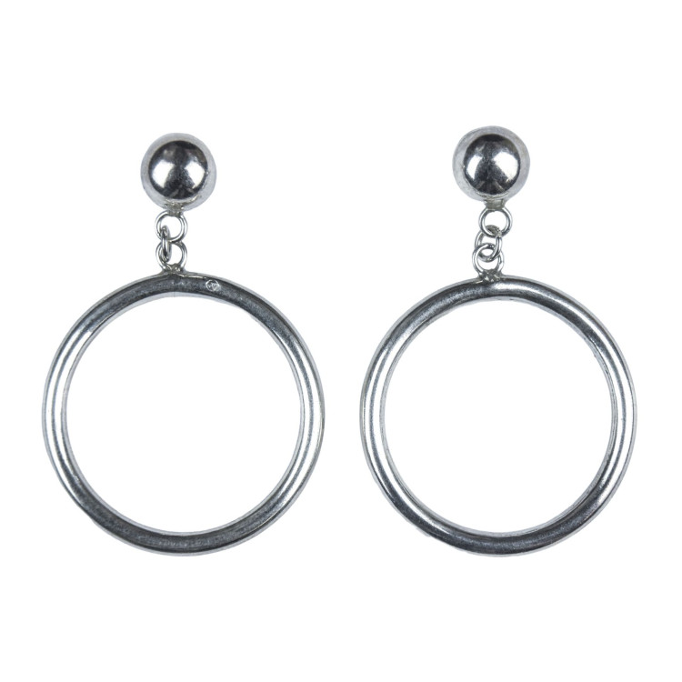 Stříbrné náušnice vysací kroužky, průměr kroužku 29mm, celková délka 45mm