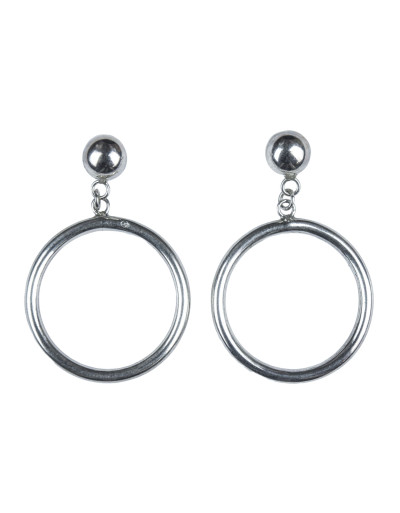 Stříbrné náušnice vysací kroužky, průměr kroužku 29mm, celková délka 45mm