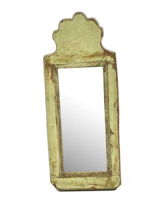 Zrcadlo v rámu z antik dřeva, zelné, 12x31x3cm