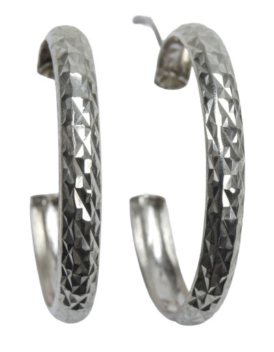 Stříbrné kruhové náušnice zdobené rytím, průměr 40mm, AG 925/1000