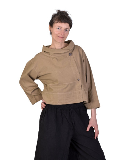 Kabátek do pasu, světle hnědý, zapínání na knoflíky