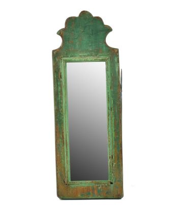 Zrcadlo v rámu z antik dřeva, zelné, 13x35x3cm