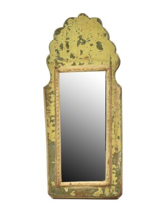 Zrcadlo v rámu z antik dřeva, zelné, 15x35x3cm