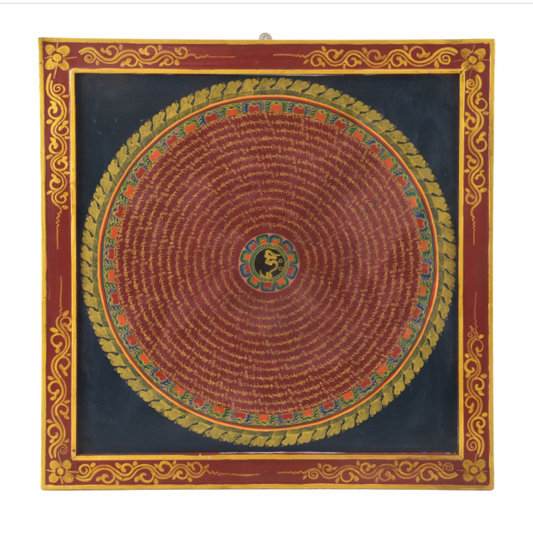 Om Mani Padme Hung mandala, ručně malovaný obraz, 58x58cm
