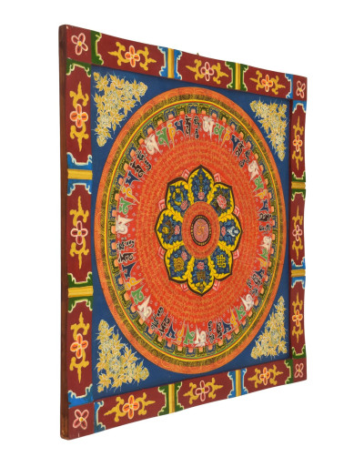 Astamangal mandala, ručně malovaný obraz, 58x58cm