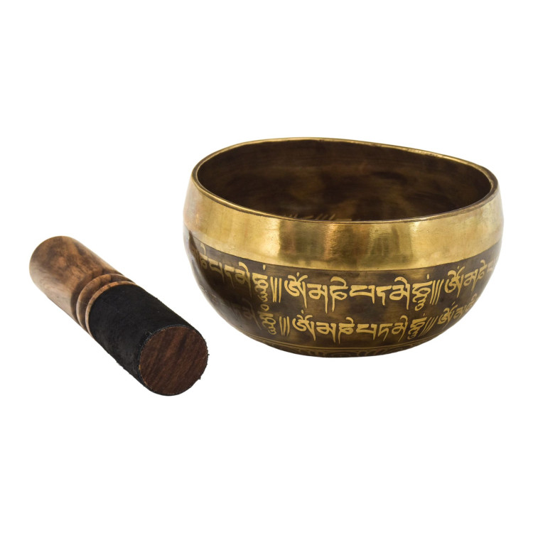 Tibetská mísa, "Gulpa", C5, gravírovaná s designem, průměr 12 cm