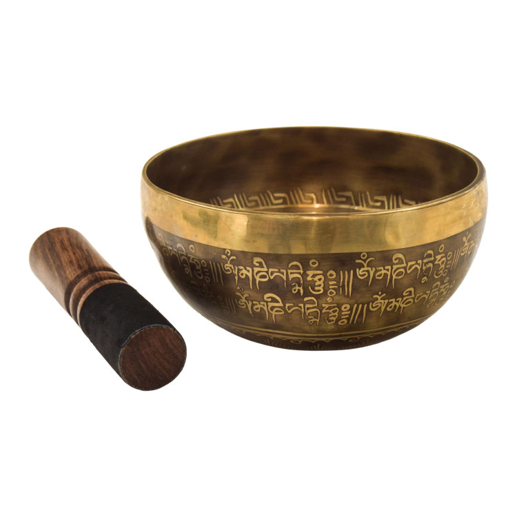 Tibetská mísa, "Gulpa", A5, gravírovaná s designem, průměr 14 cm