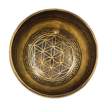 Tibetská mísa, "Gulpa", A5, gravírovaná s designem, průměr 15 cm