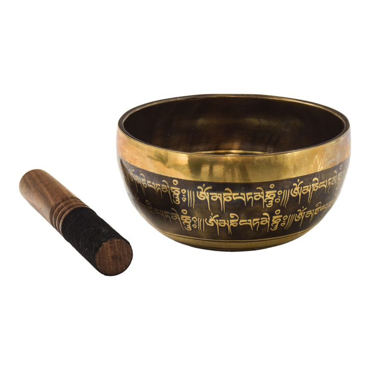 Tibetská mísa, "Gulpa", C4, gravírovaná s designem, průměr 16 cm