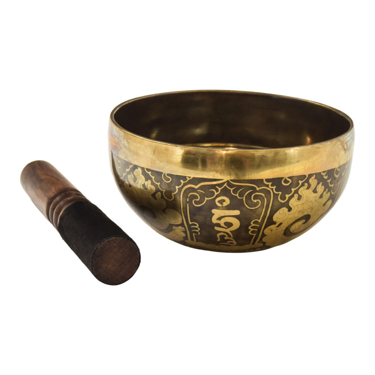 Tibetská mísa, "Gulpa", D3, gravírovaná s designem, průměr 15 cm