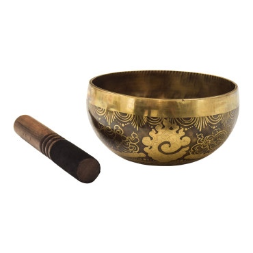 Tibetská mísa, "Gulpa", C3, gravírovaná s designem, průměr 16 cm