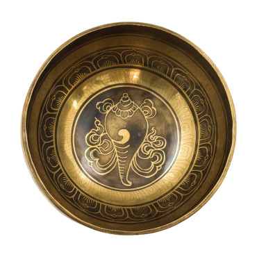 Tibetská mísa, "Gulpa", C3, gravírovaná s designem, průměr 16 cm