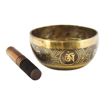 Tibetská mísa, "Gulpa", G#5, gravírovaná s designem, průměr 16 cm