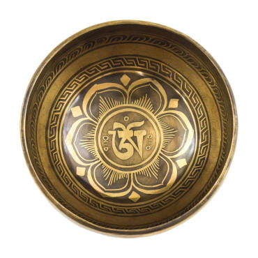 Tibetská mísa, "Gulpa", G#5, gravírovaná s designem, průměr 16 cm
