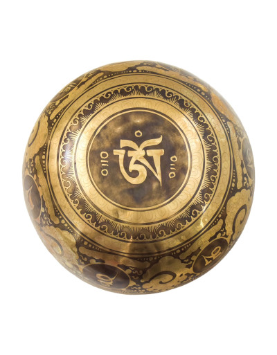 Tibetská mísa, "Gulpa", A4, gravírovaná s designem, průměr 22 cm