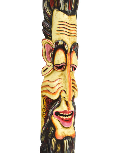 Dřevěná maska, "Jogi" ručně malovaná, 20x13x115cm