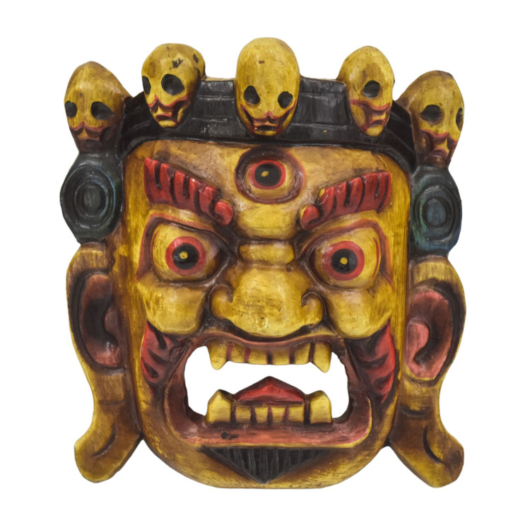 Dřevěná maska, Bhairab, ručně malovaný, 20cm
