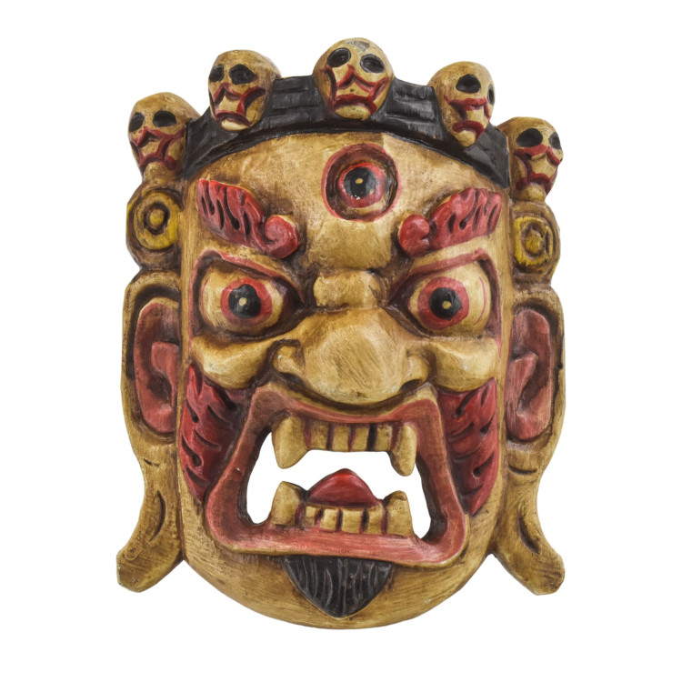 Dřevěná maska, Bhairab, ručně malovaný, 20cm